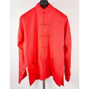 Shanghai Tang mens jacket sz 36 / Small pure silk frog golden red